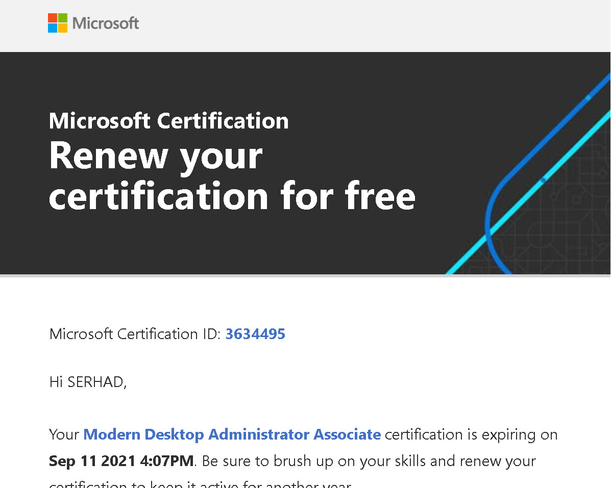 Renewal for Microsoft 365 Certified Modern Desktop Administrator